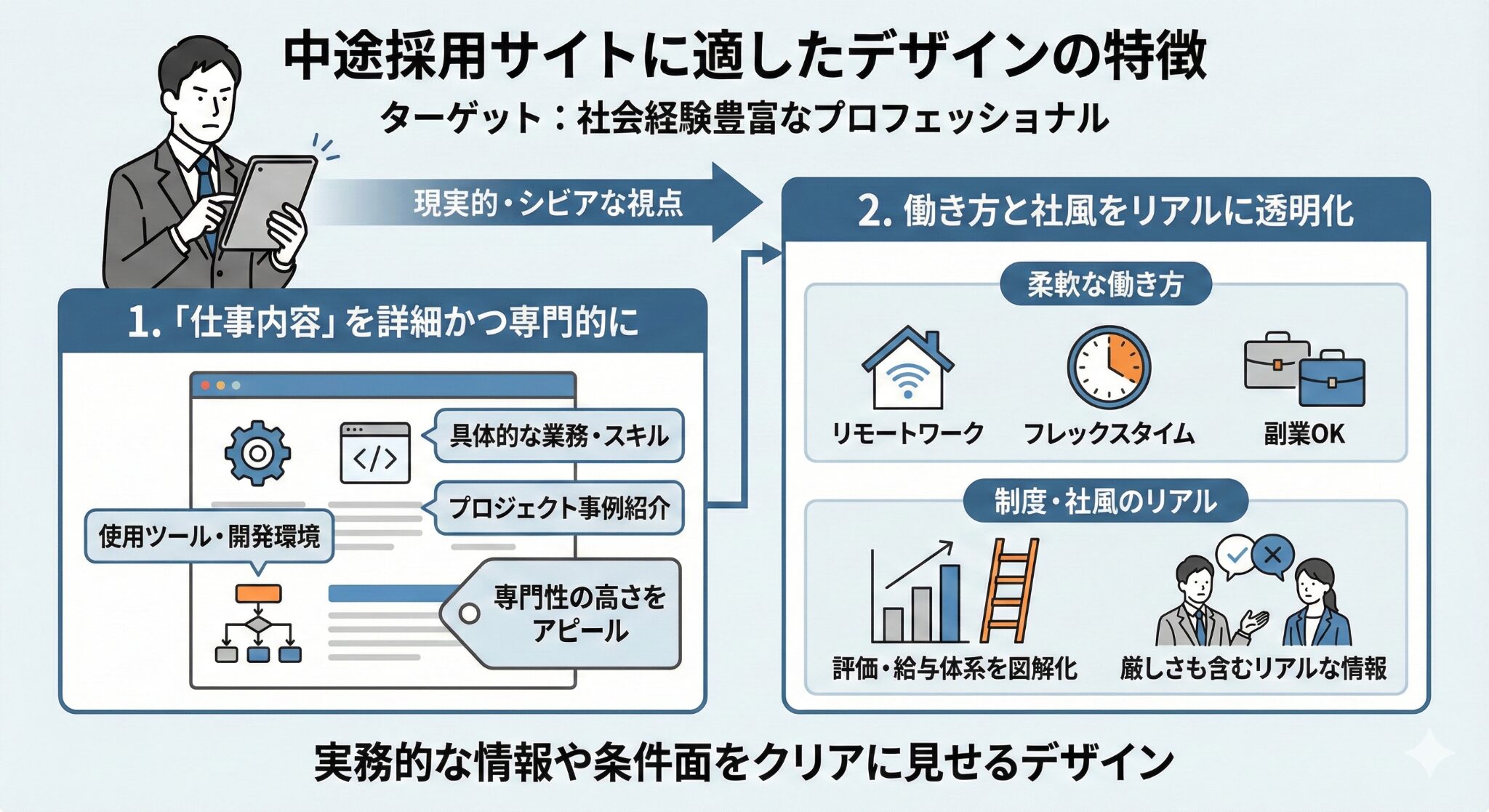 中途採用サイトに適したデザインの特徴